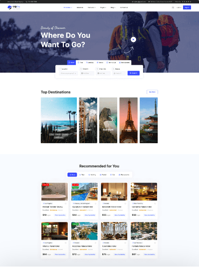 premium booking website — Travel & Tour website