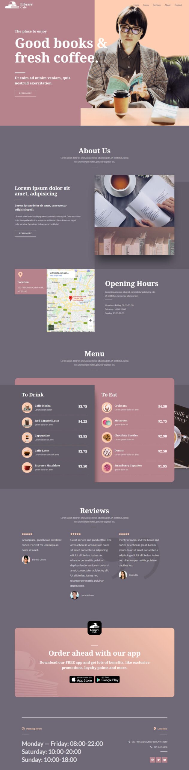 Library Cafe — Business website