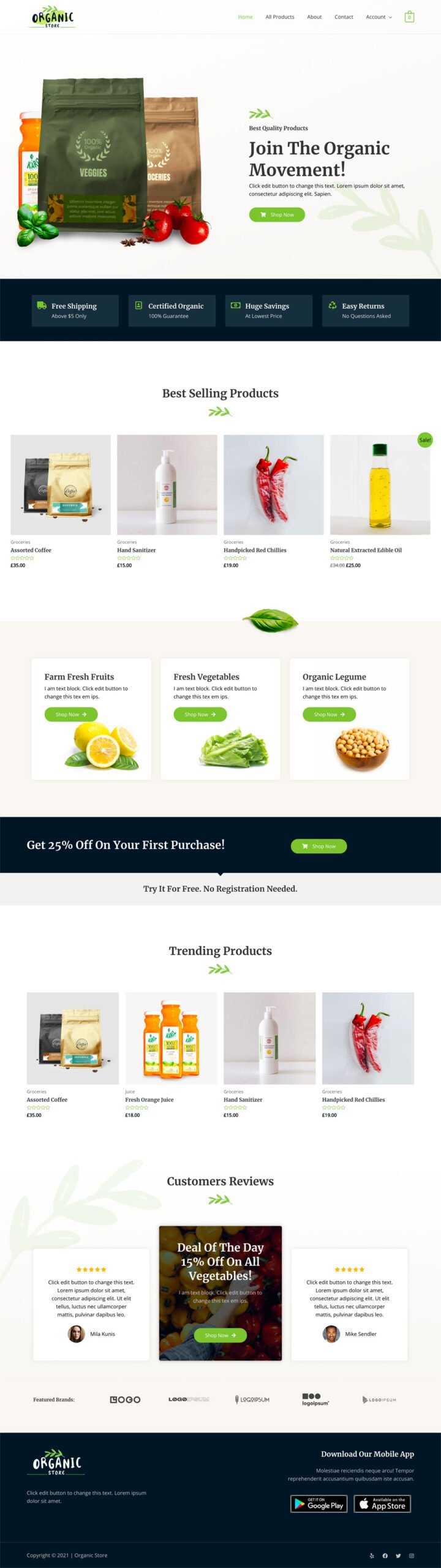 Organic Store — eCommerce website