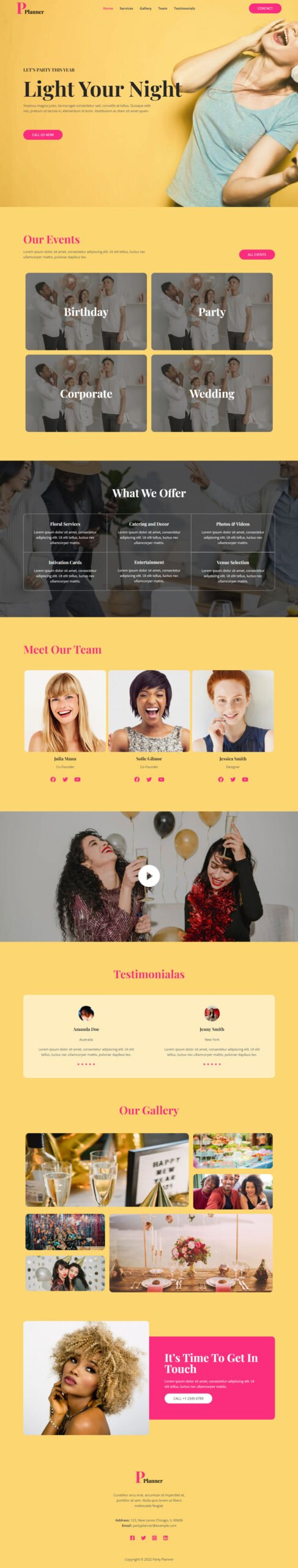 Party Planner — Business website