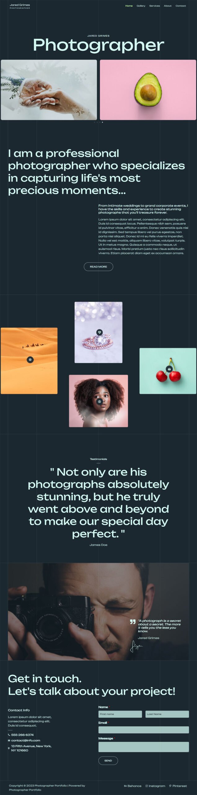Photographer Portfolio — Business website
