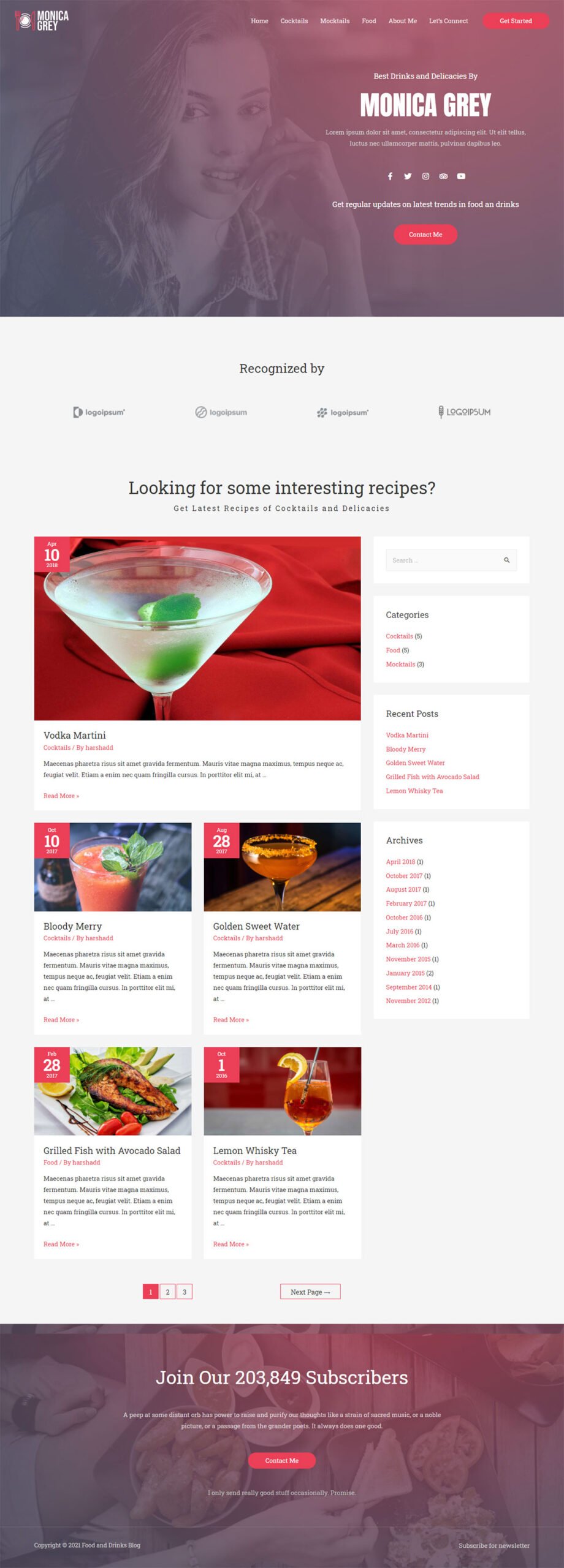 Food and Drinks Blog — Restaurant website