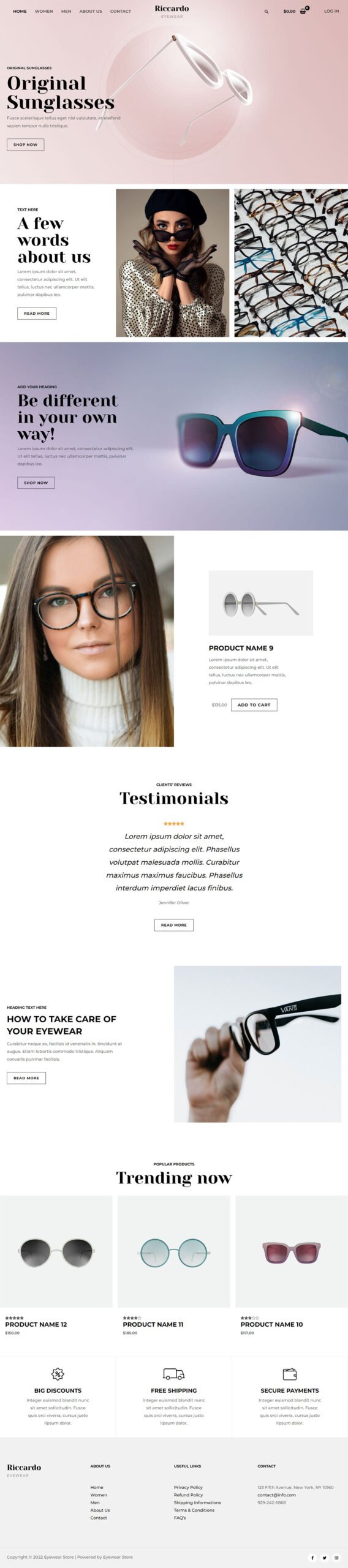 Eyewear Store — eCommerce website