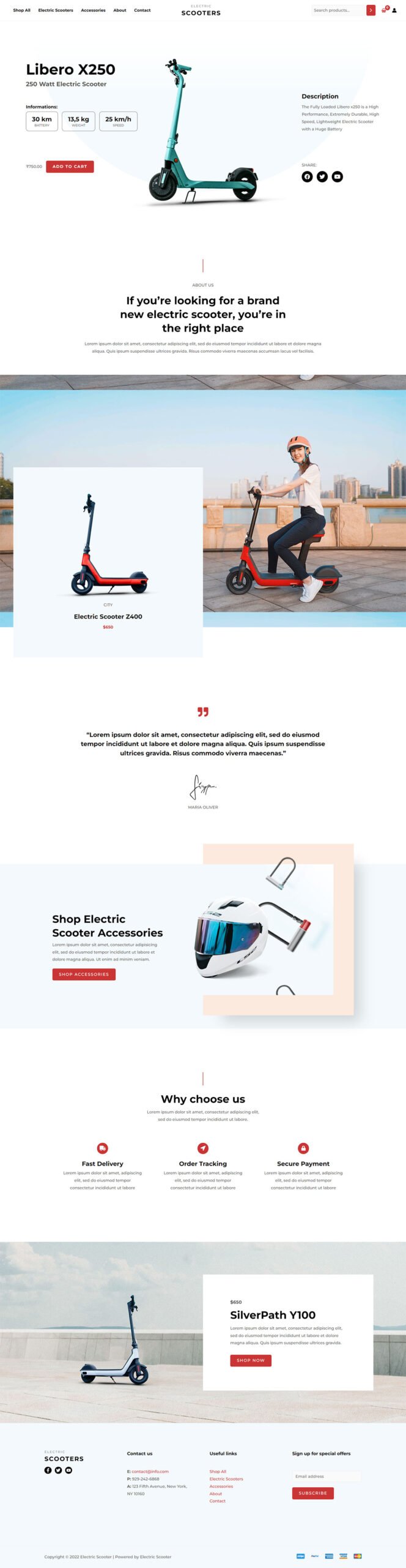 Electric Scooter — eCommerce website