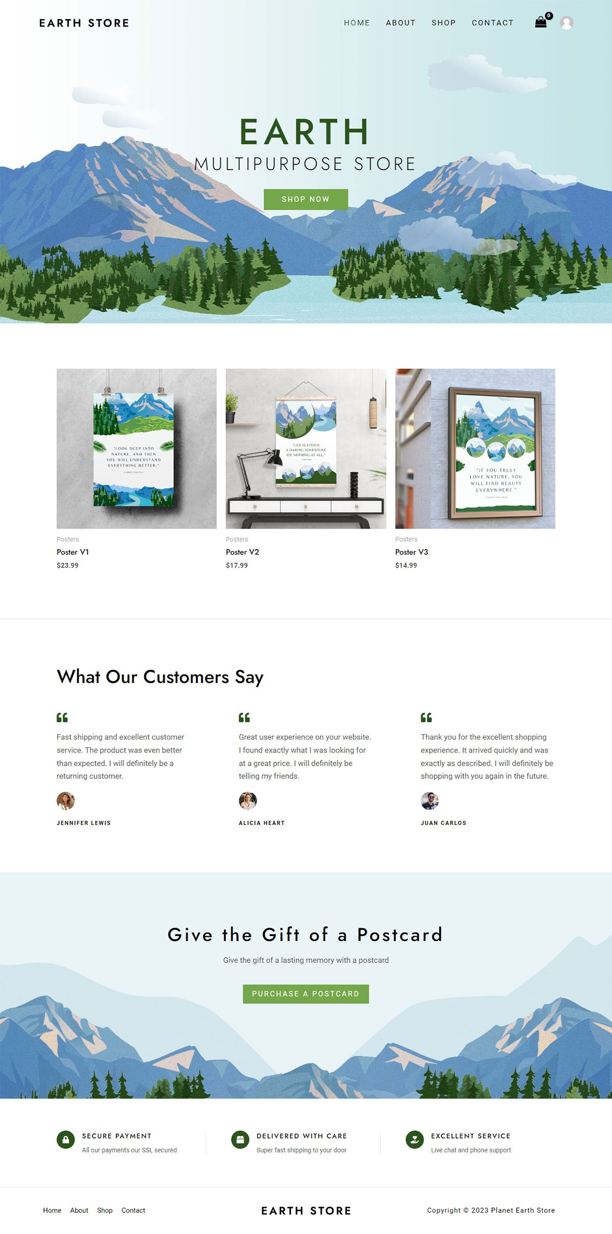 Planet Earth Store — eCommerce website