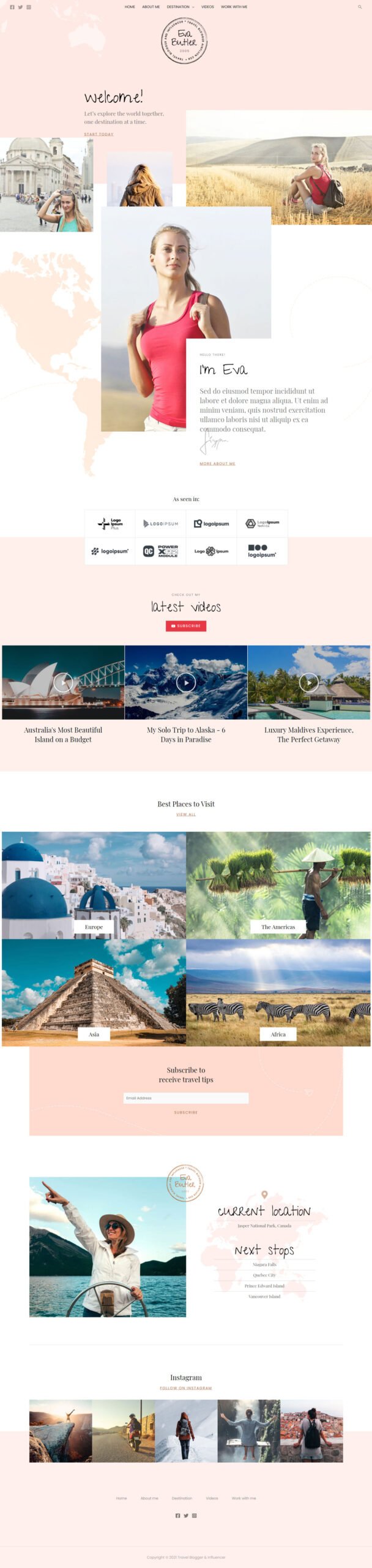Travel Blogger & Influencer — Travel & Tour website