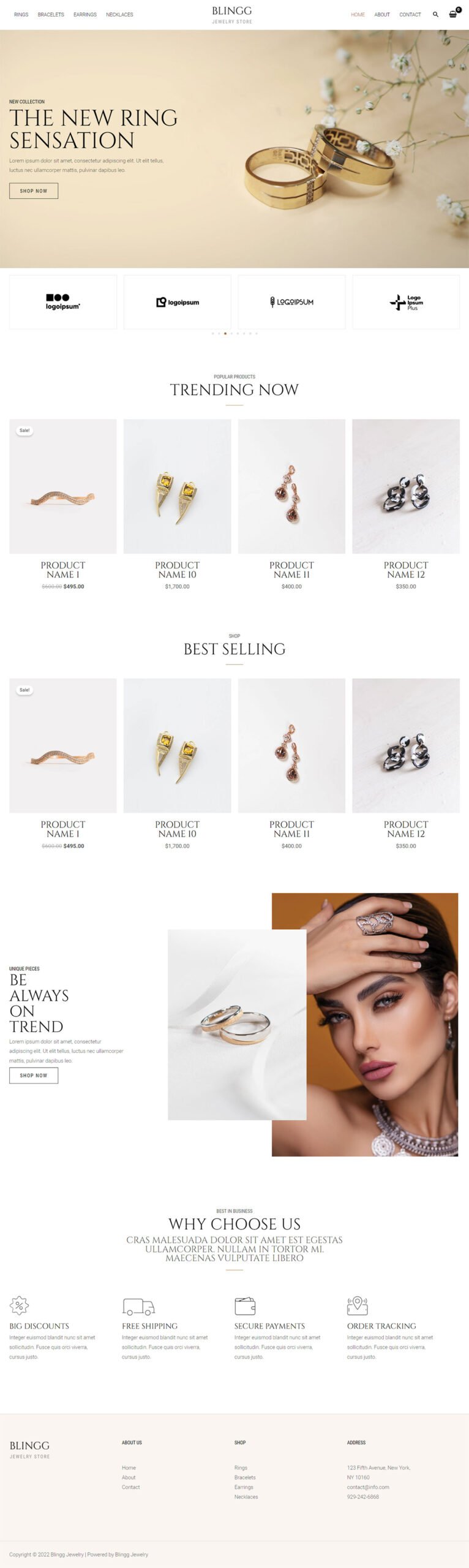 Blingg Jewelry — eCommerce website
